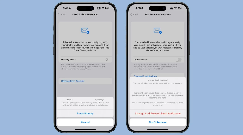 漳平苹果手机维修分享苹果 iOS 18.1 支持设置“主要”邮箱地址并更改 iCloud 邮箱 